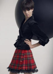 Dorothy Perkins red tartan kilt and black jacket